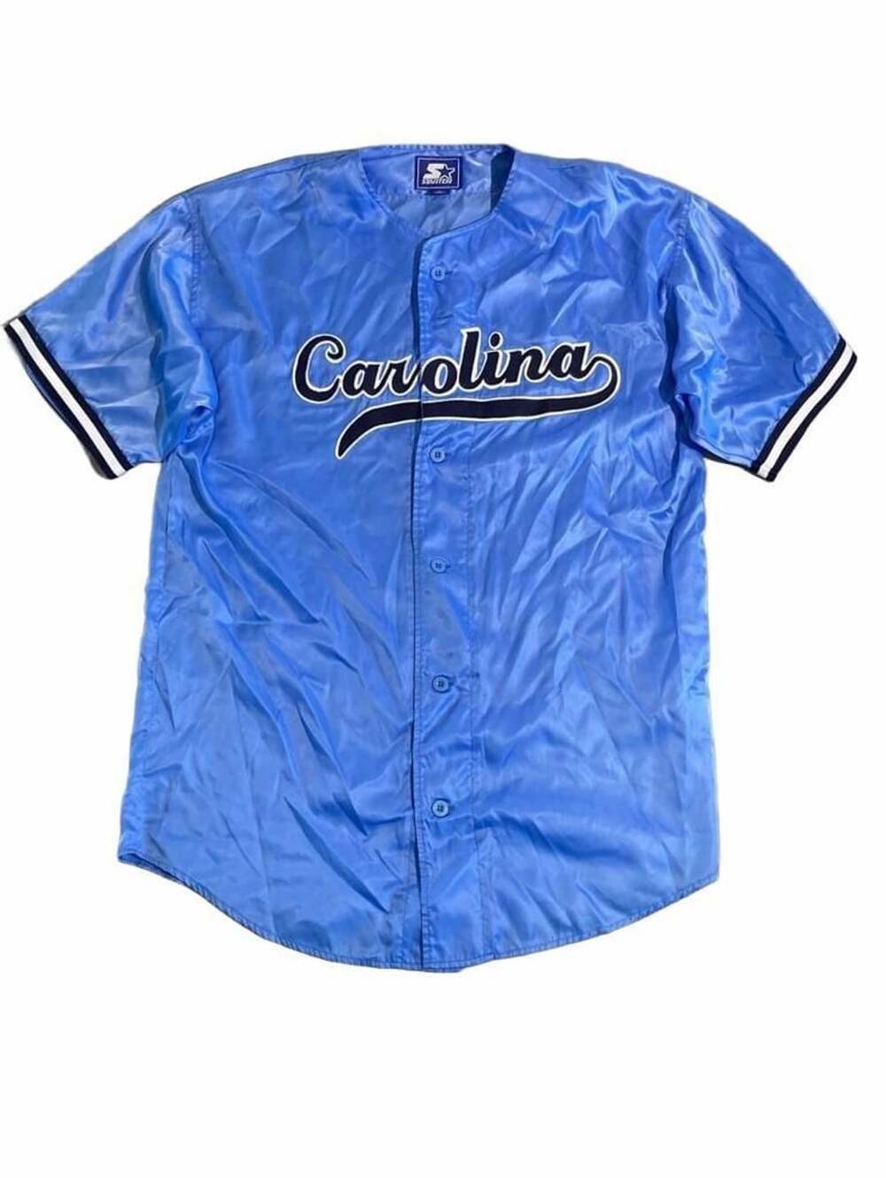 Starter North Carolina Tar Heels Baseball Jersey Size M Blue Satin